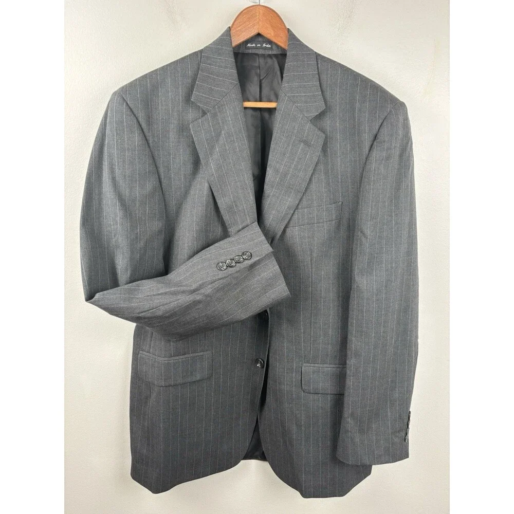 CHAPS Men's Gray Pinstripe 100% Wool Suit Blazer Jacket Size 40R